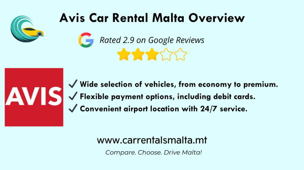 Avis Car Rental Malta Overview graphic