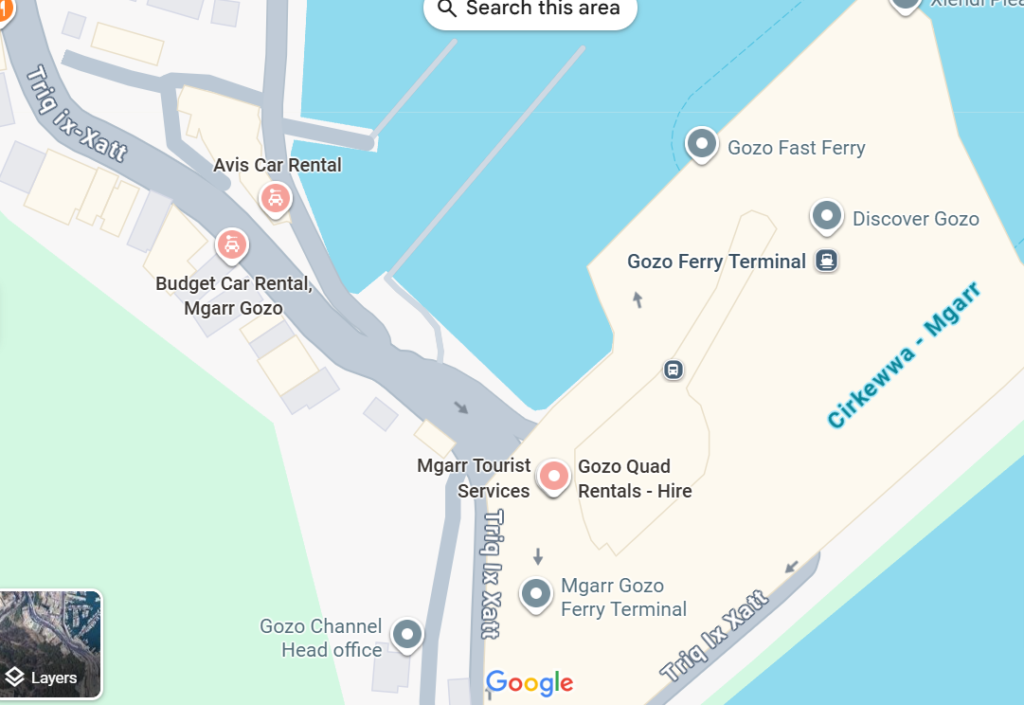 Car rental companies at Mgarr Terminal Gozo