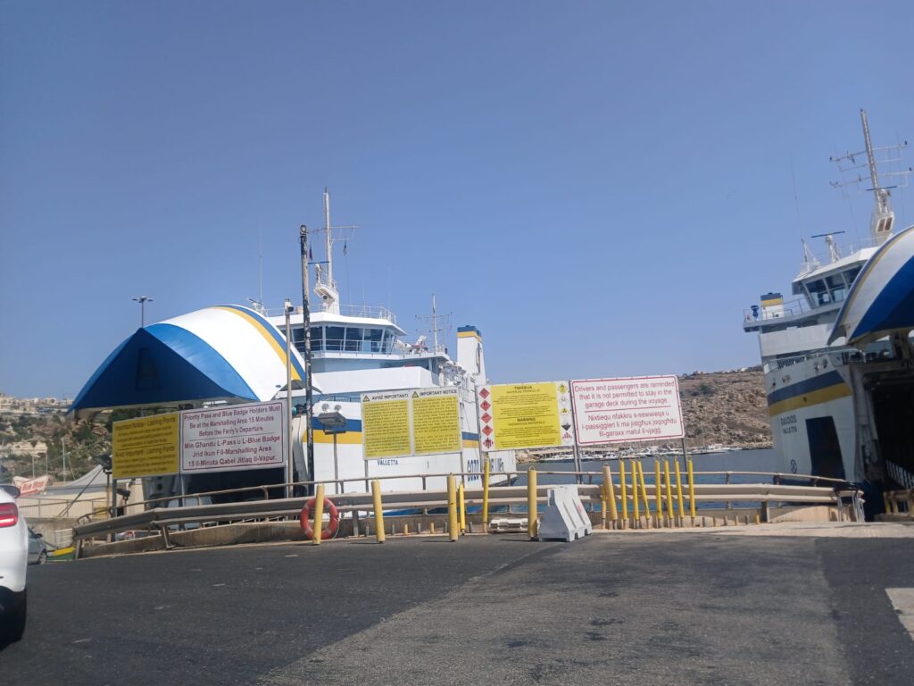 Image of the ferry that takes you to Gozo when renting a car